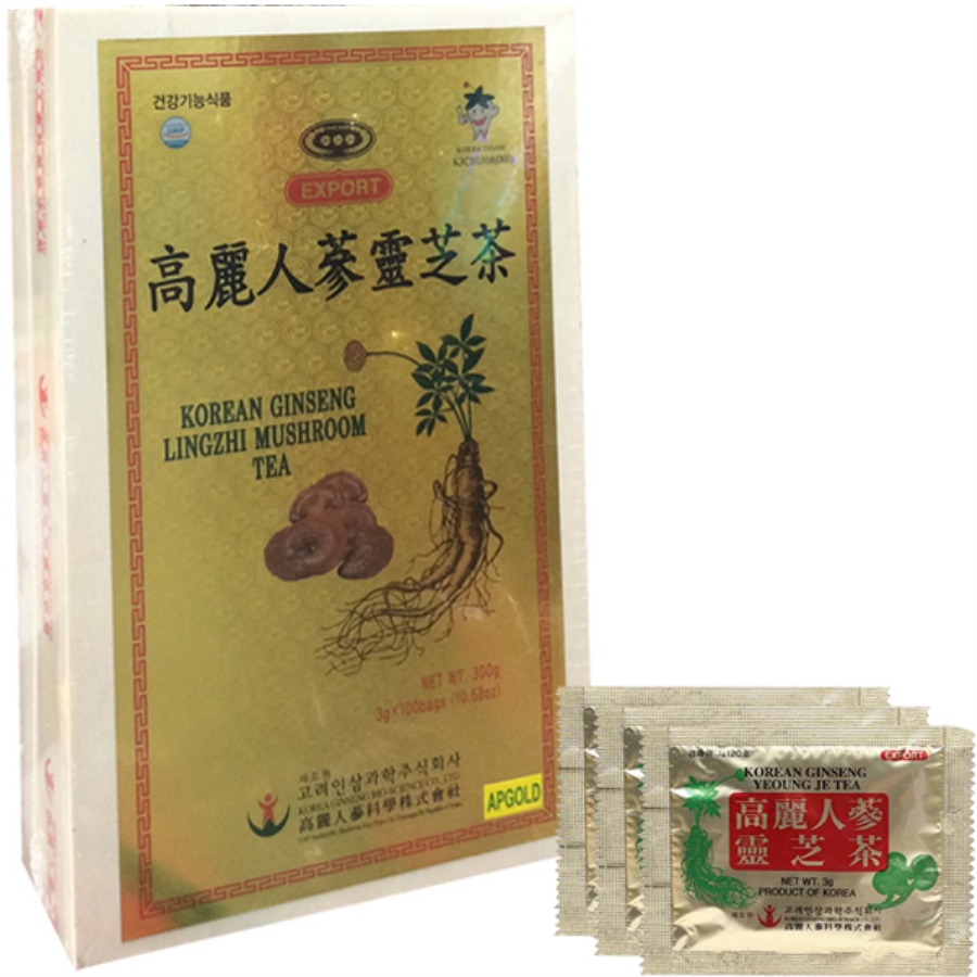 Trà Hồng Sâm Linh Chi Bio Apgold Korean Ginseng Lingzhi Mushroom Tea 100 Gói * 3g