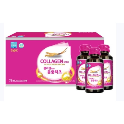 Nước Uống Collagen 5000mg + Đông Trùng Hạ Thảo Well Bio Hàn Quốc Hộp 10 chai