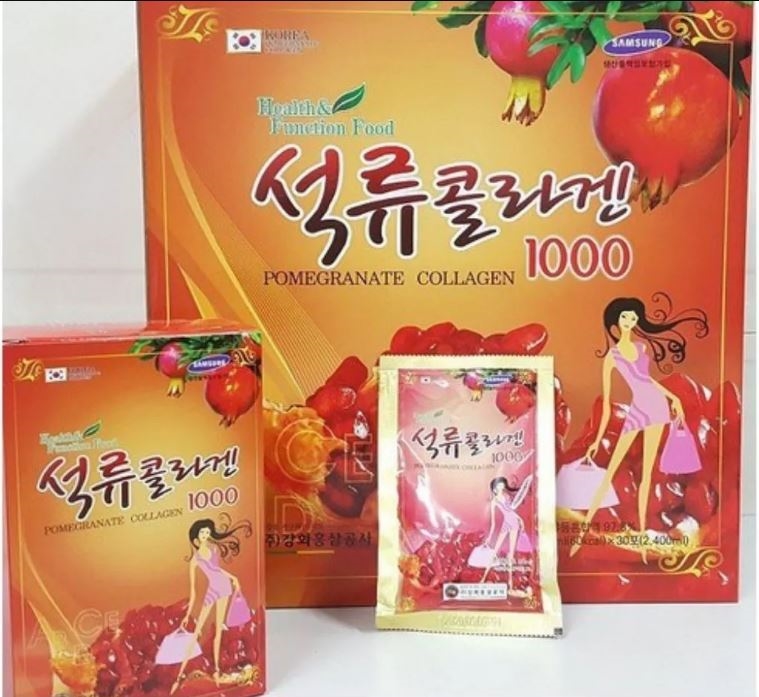 Nước Lựu  Pomegranate Collagen 1000  Hàn Quốc Hộp 30 gói * 80ml 